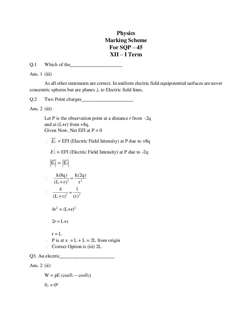 CBSE Class 12 Marking Scheme 2022 for Physics - Page 1