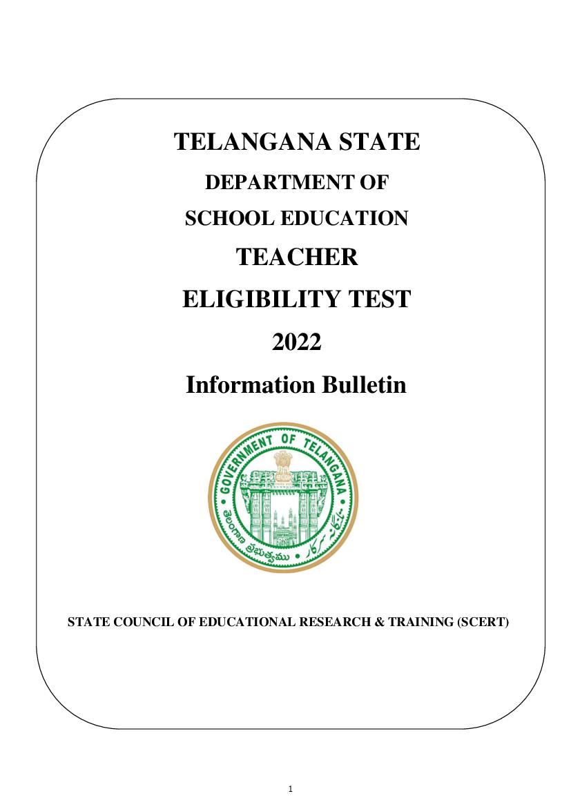 TS TET 2022 Information Bulletin - Page 1