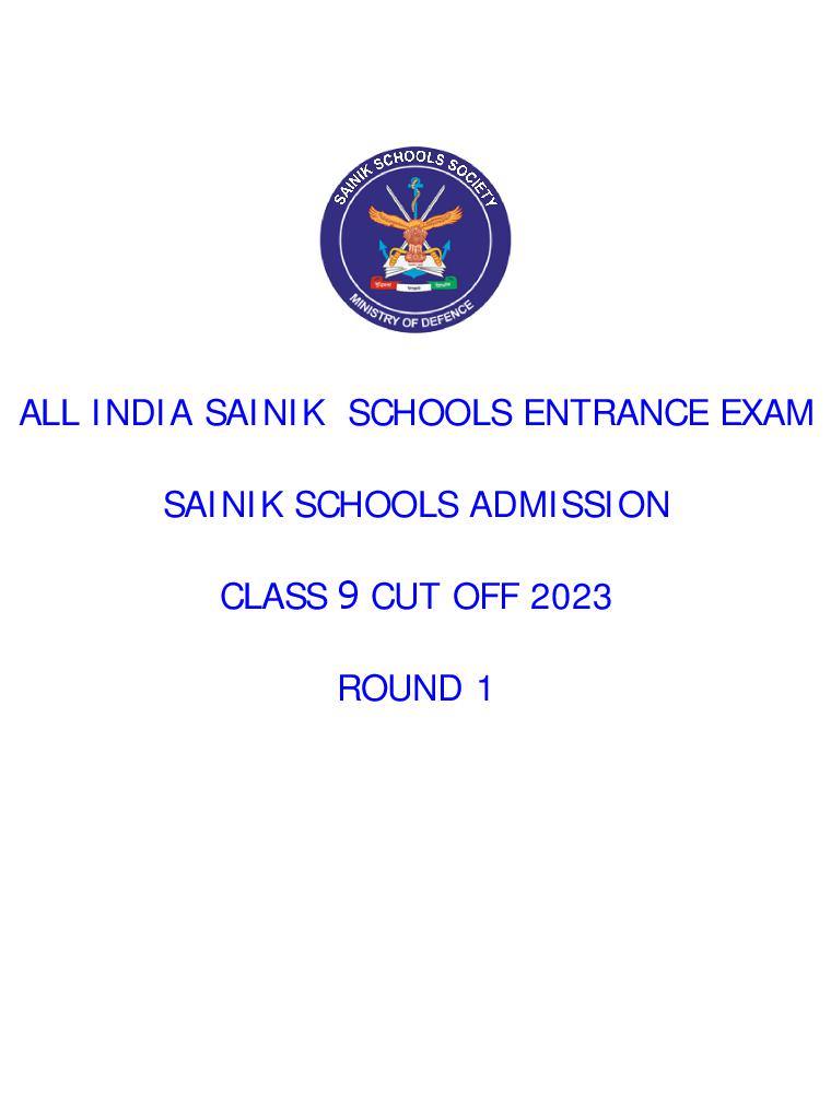 Sainik School Cut Off 2023 Class 9 - Page 1