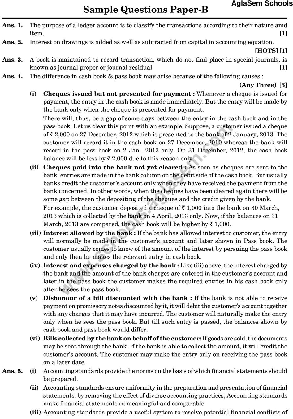 CBSE Class 11 Sample Paper for Accountancy Set b - Page 1