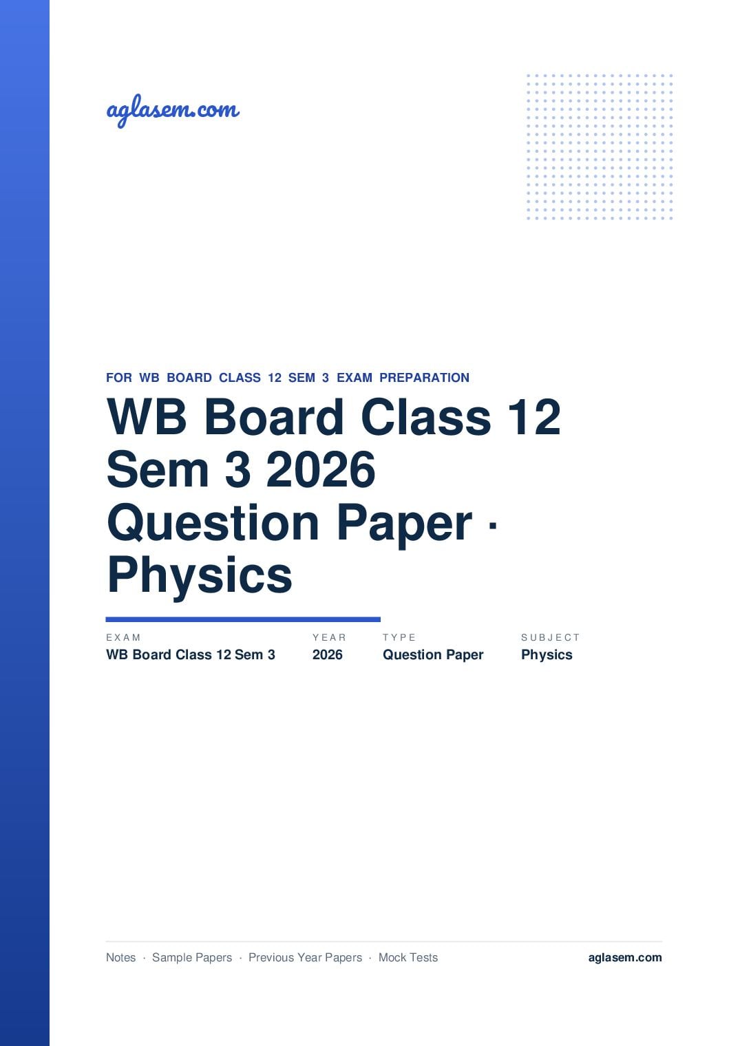 WB Board Class 12 Sem 3 Question Paper 2026 Physics - Page 1 of 51