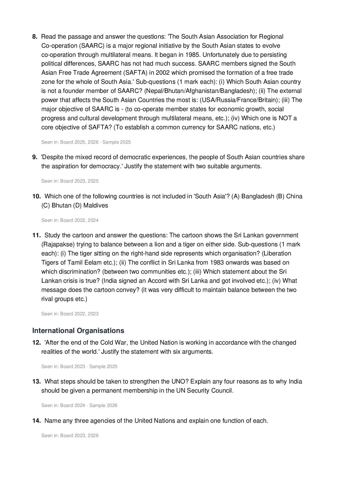 CBSE Class 12 Political Science Important Questions 2027 (PDF)