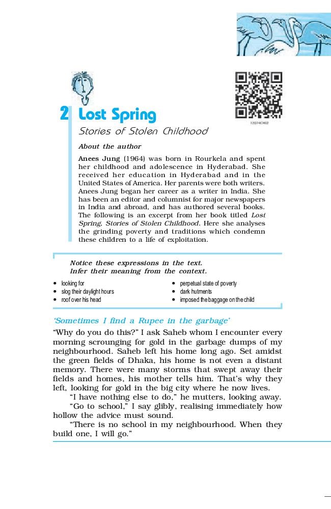 NCERT Book Class 12 English (Flamingo) Prose 2 Lost Spring - Page 1
