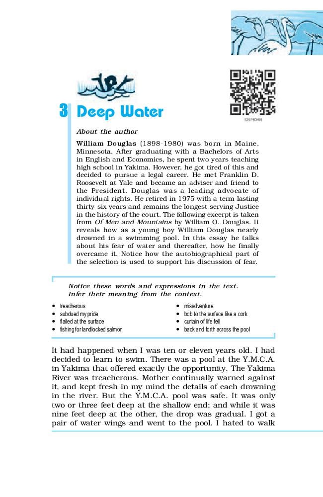 NCERT Book Class 12 English (Flamingo) Prose 3 Deep Water - Page 1