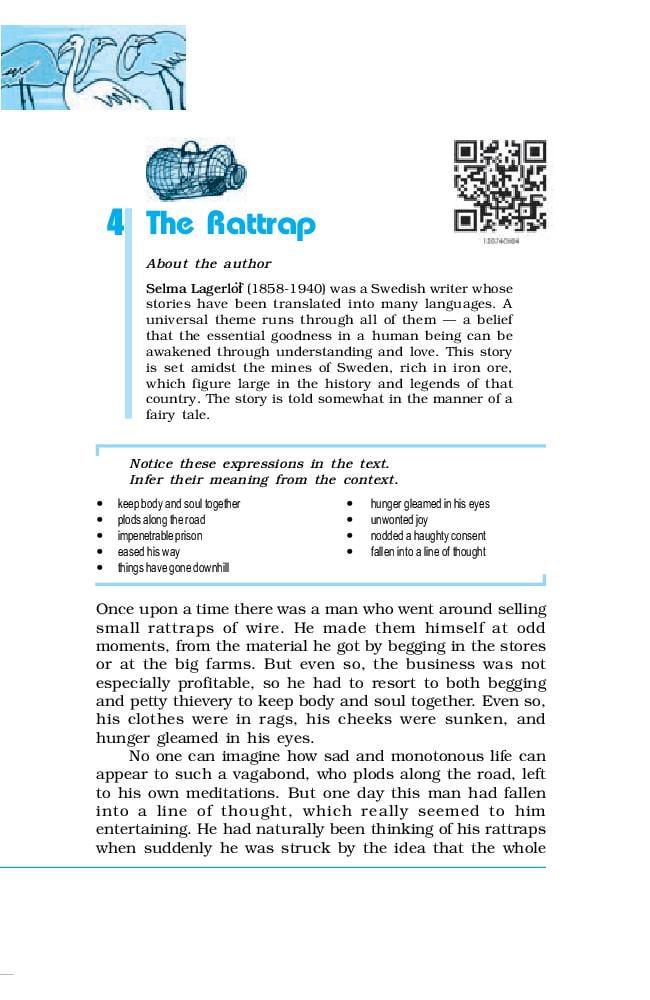 NCERT Book Class 12 English (Flamingo) Prose 4 The Rattrap - Page 1