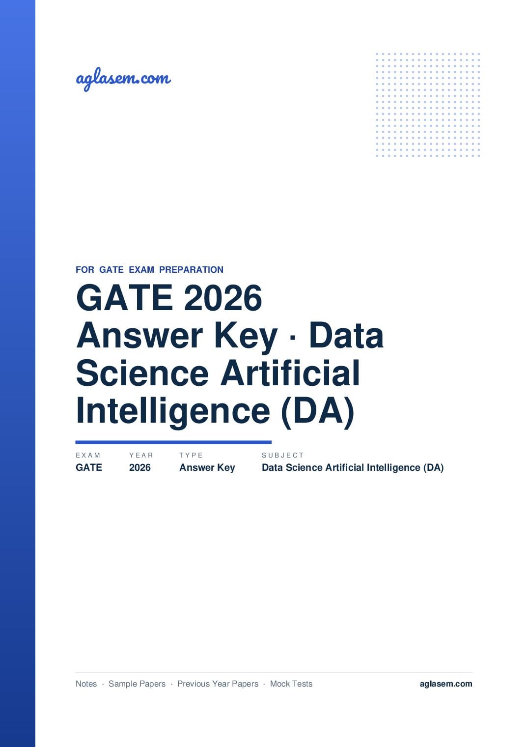 GATE 2026 Answer Key Data Science and Artificial Intelligence (DA) - Page 1 of 3
