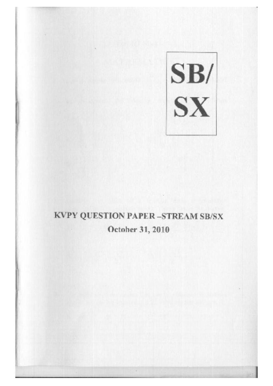 KVPY 2010 Question Paper with Answer Key for SB/SX Stream - Page 1