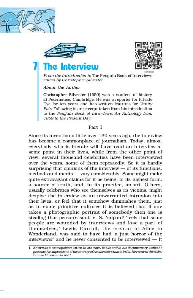 NCERT Book Class 12 English (Flamingo) Prose 7 The Interview - Page 1