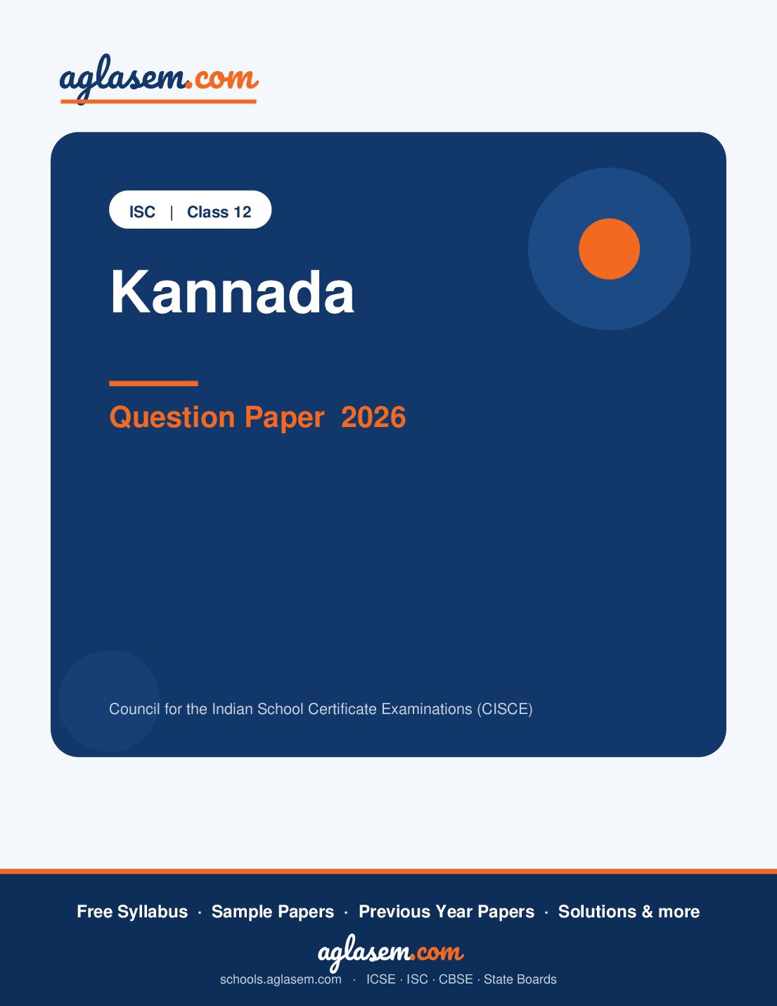 ISC Class 12 Question Paper 2026 Kannada - Page 1 of 9