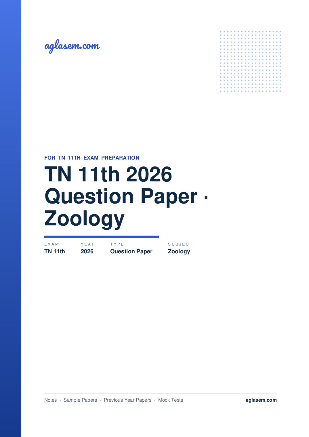 TN 11th Question Paper 2026 Zoology - Page 1 of 9