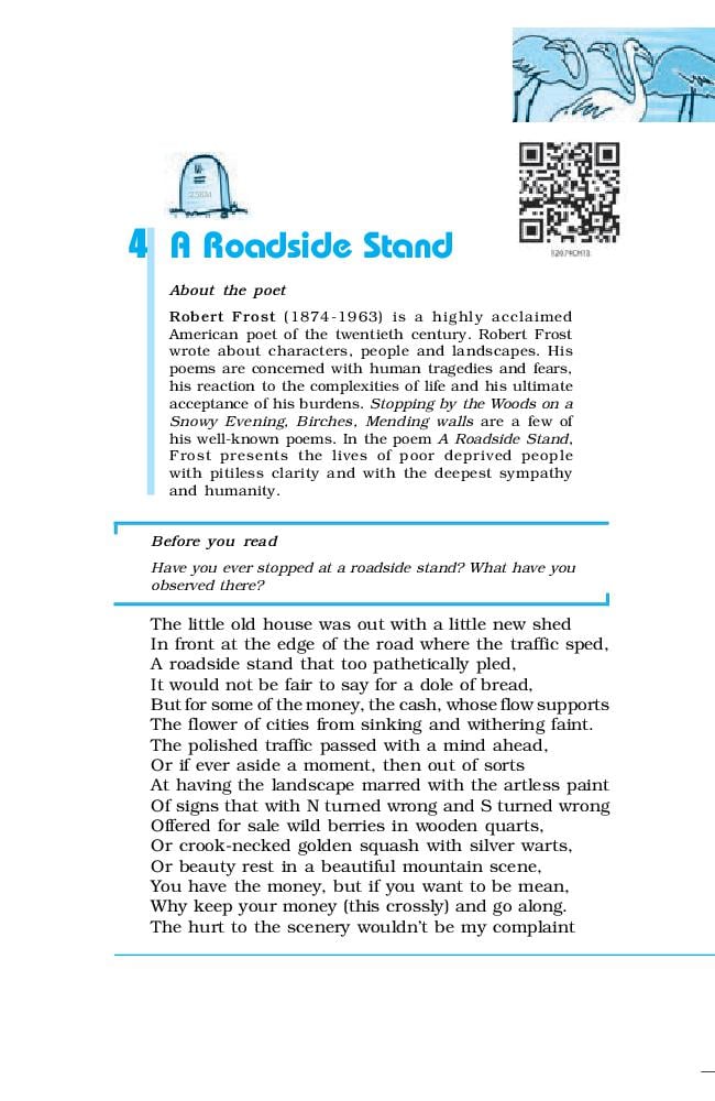 NCERT Book Class 12 English (Flamingo) Poetry 4 A Roadside Stand - Page 1