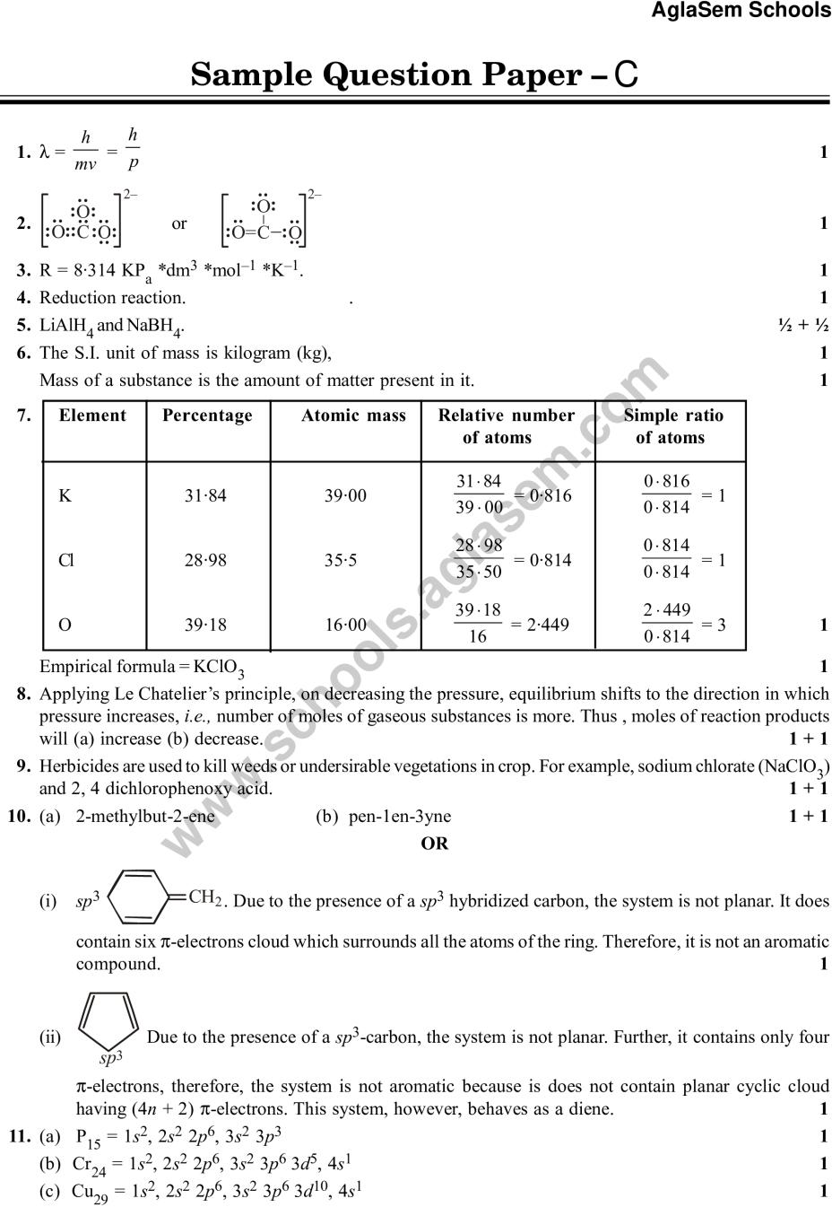 CBSE Class 11 Sample Paper for Chemistry Set c - Page 1