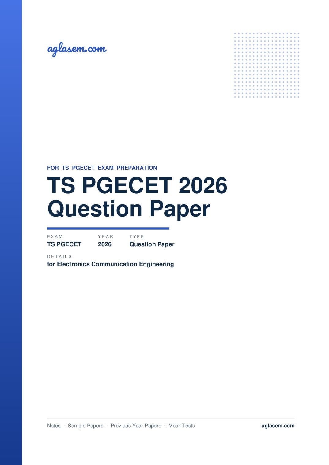 TS PGECET 2026 Question Paper for Electronics and Communication Engineering - Page 1 of 55