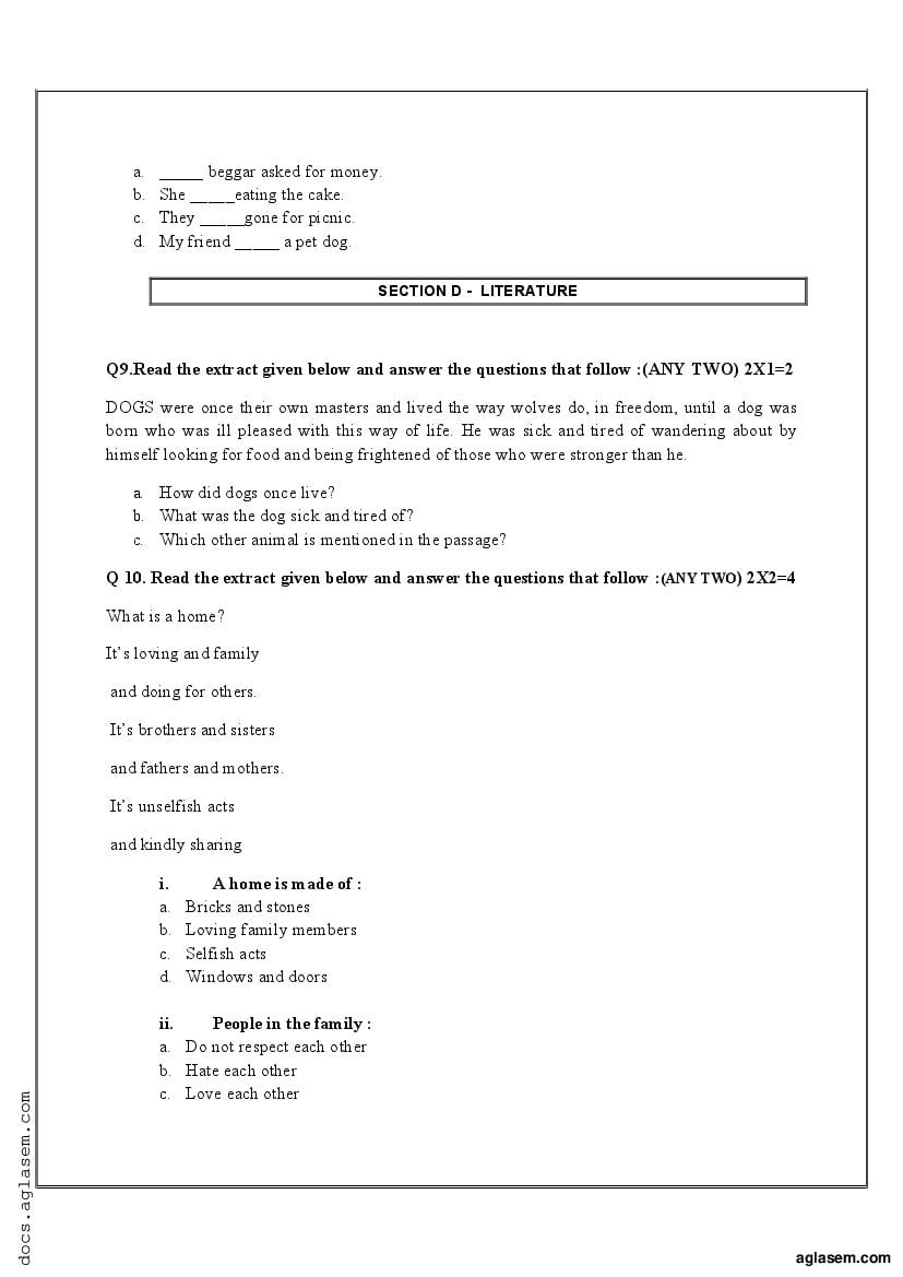 class 6 english assignment answer 2023