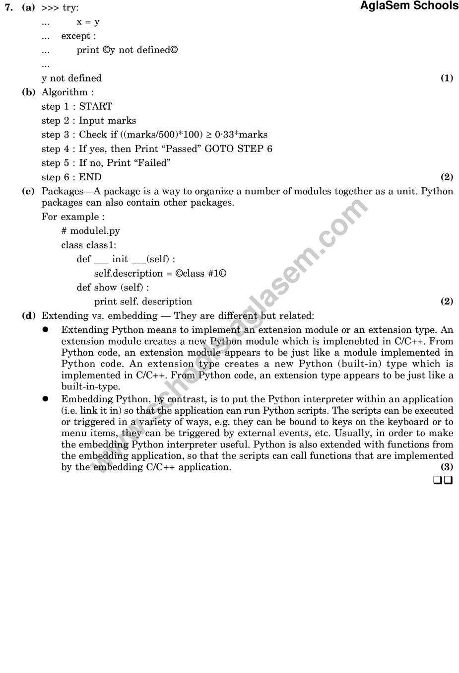 Cbse Sample Paper For Class 11 Computer Science Solved Set E Aglasem Schools