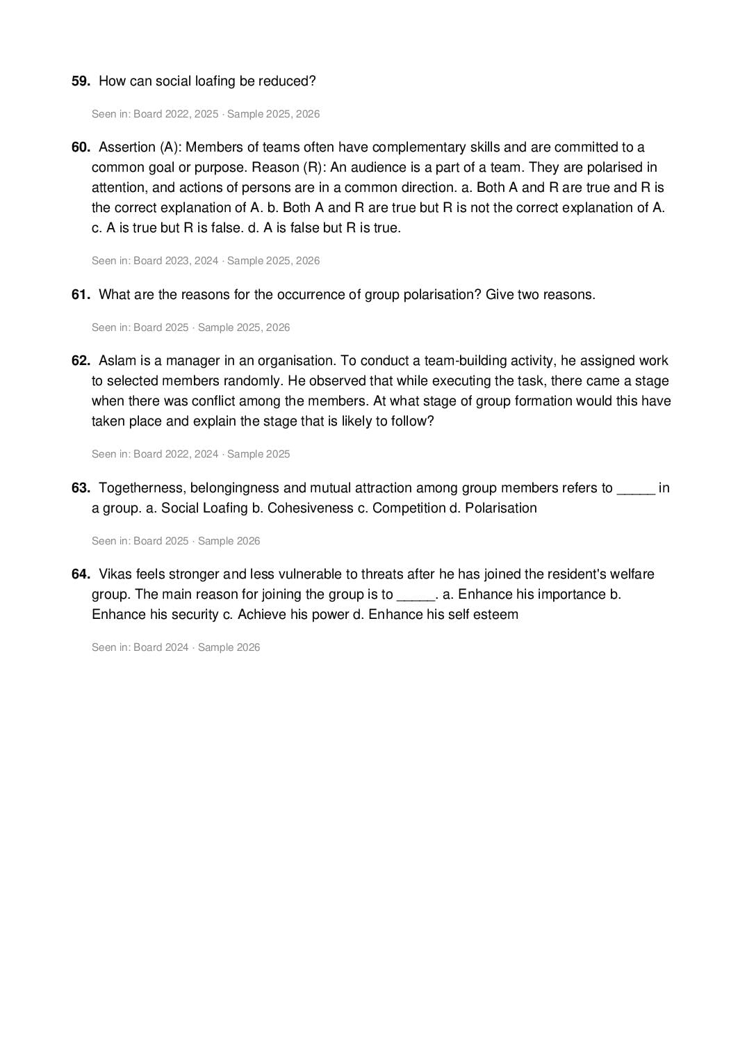 CBSE Class 12 Psychology Important Questions 2027 (PDF)