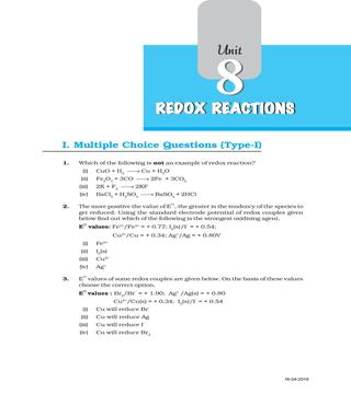 NCERT Exemplar Class 11 Chemistry unit 8 Redox Reactions - Download PDF ...