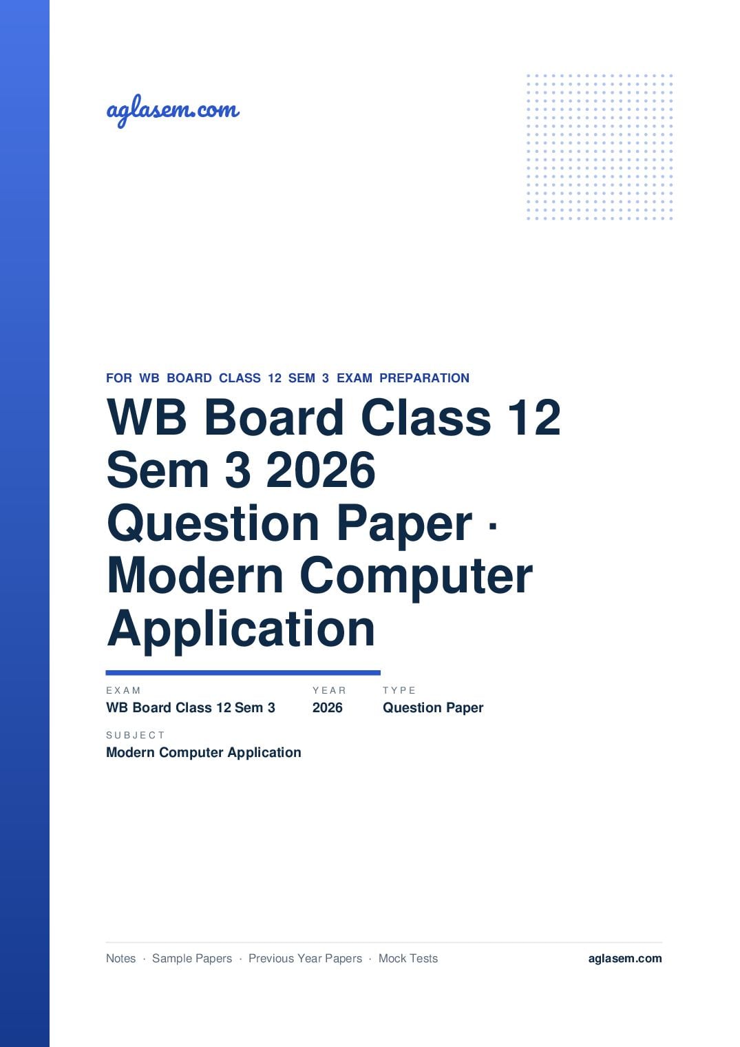 WB Board Class 12 Sem 3 Question Paper 2026 Modern Computer Application - Page 1 of 36
