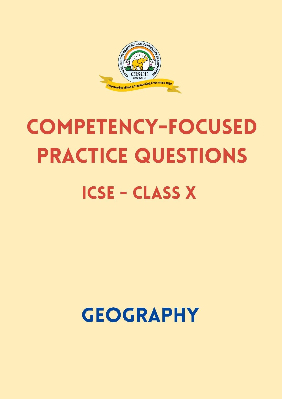 ICSE Class 10 Competency Based Questions (CBQ) Geography - Page 1 of 29