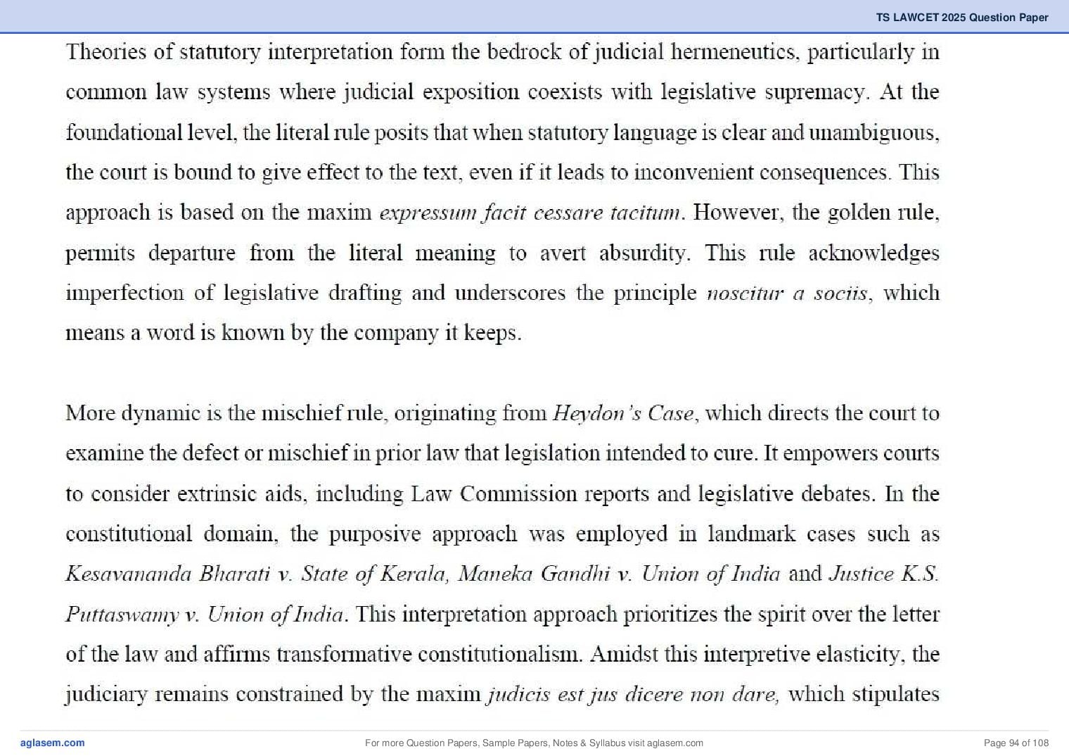 TS LAWCET 2025 Question Paper PDF (3-Year LL.B., Answers Marked)