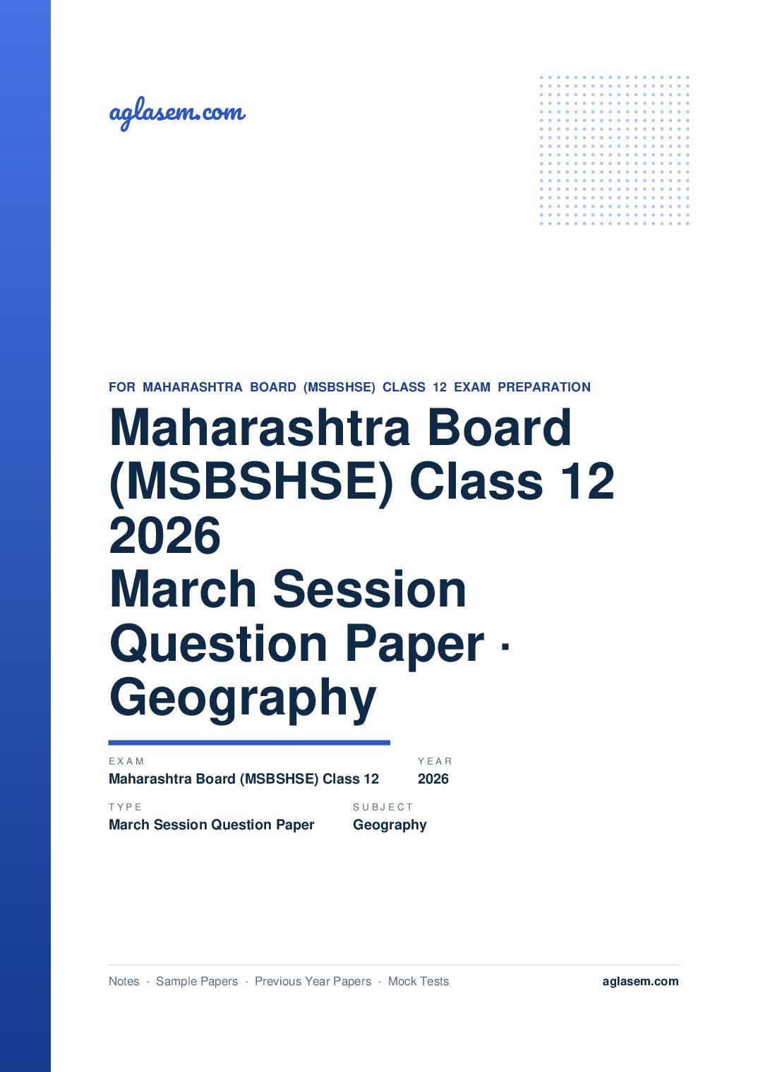 MH 12th Question Paper March 2026 Geography - Page 1 of 9