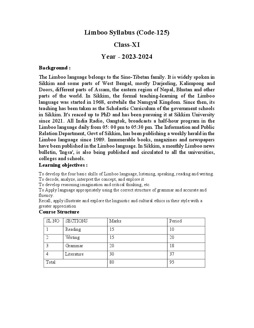 CBSE Class 11 Class 12 Syllabus 2023-24 Limboo - Page 1