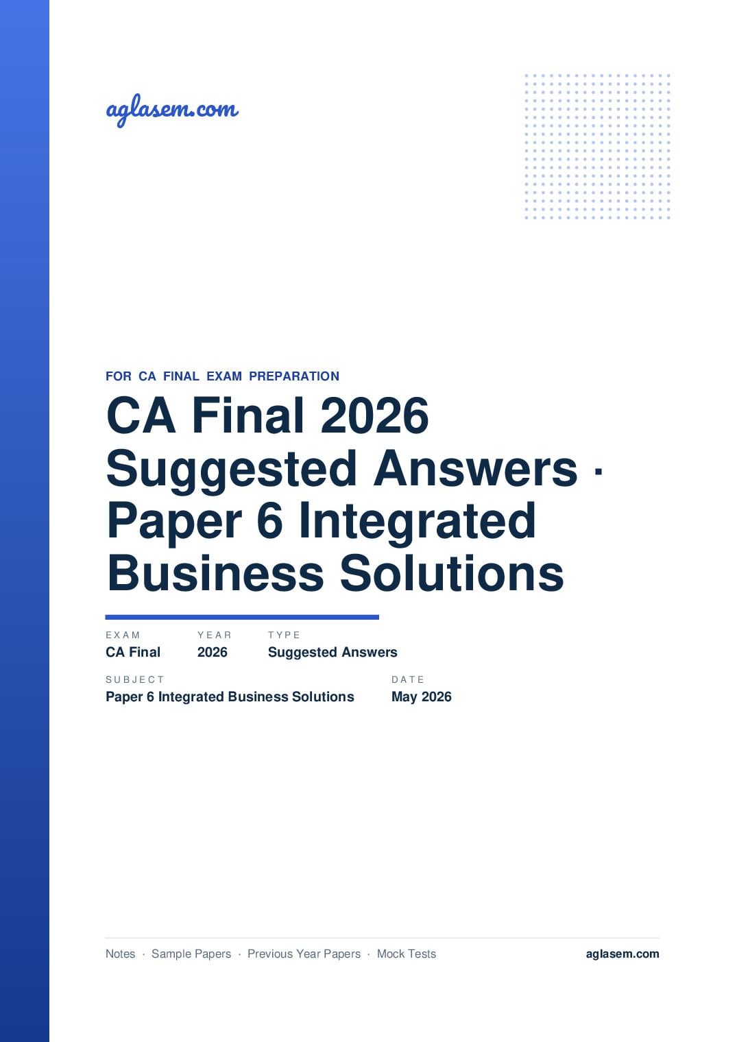CA Final May 2026 Suggested Answers Paper 6 Integrated Business Solutions - Page 1 of 71