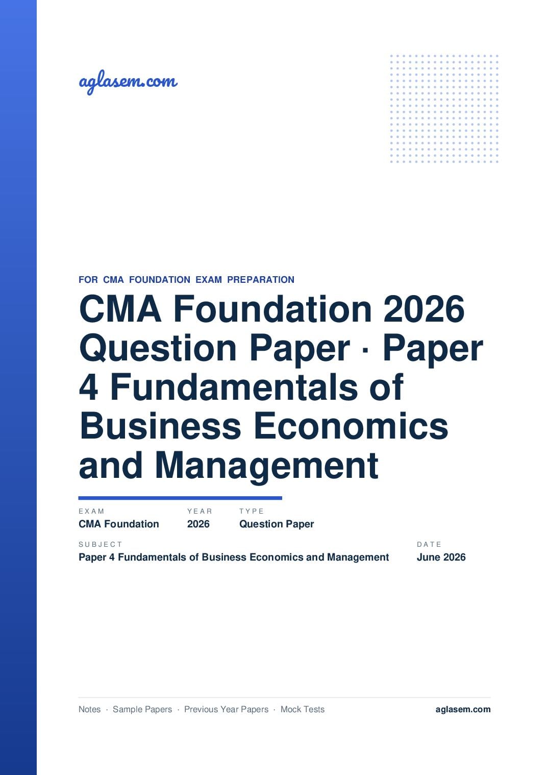 CMA Foundation June 2026 Question Paper Paper 4 Fundamentals of Business Economics and Management - Page 1 of 8