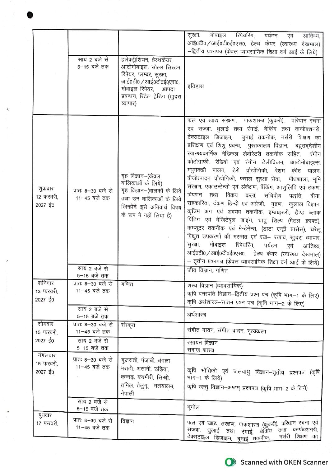 UP Board 10th Date Sheet 2027 (Out) – UPMSP Class 10 Exam Date PDF