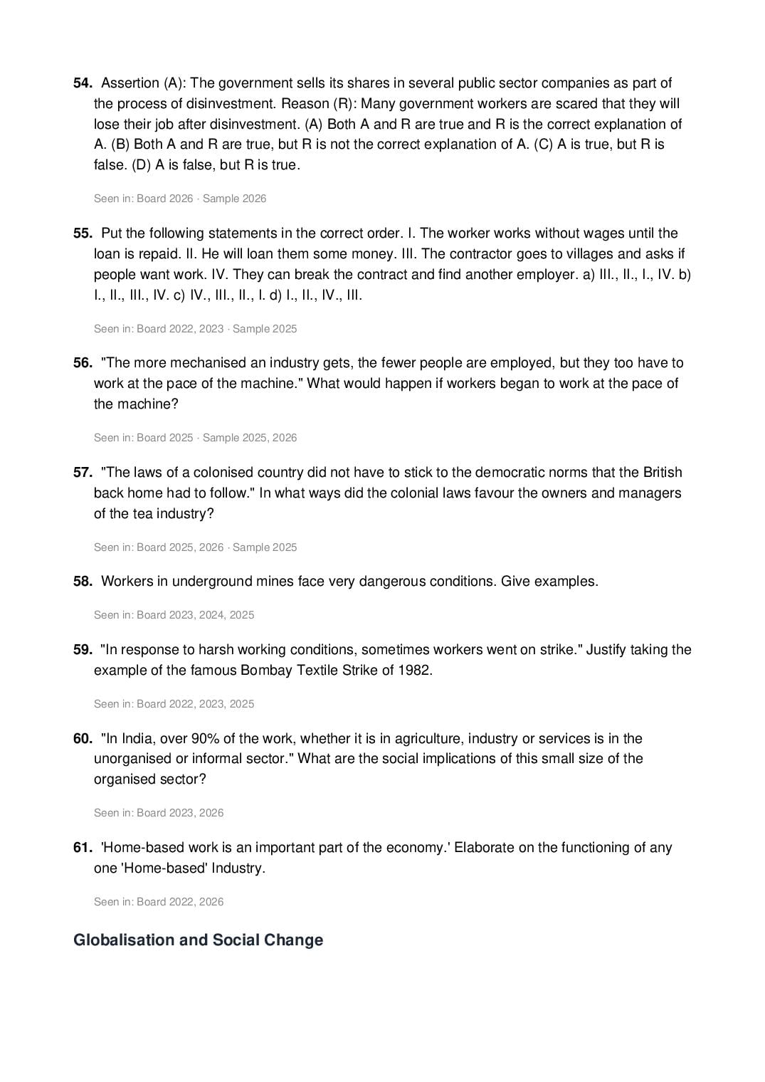 CBSE Class 12 Sociology Important Questions 2027 (PDF)