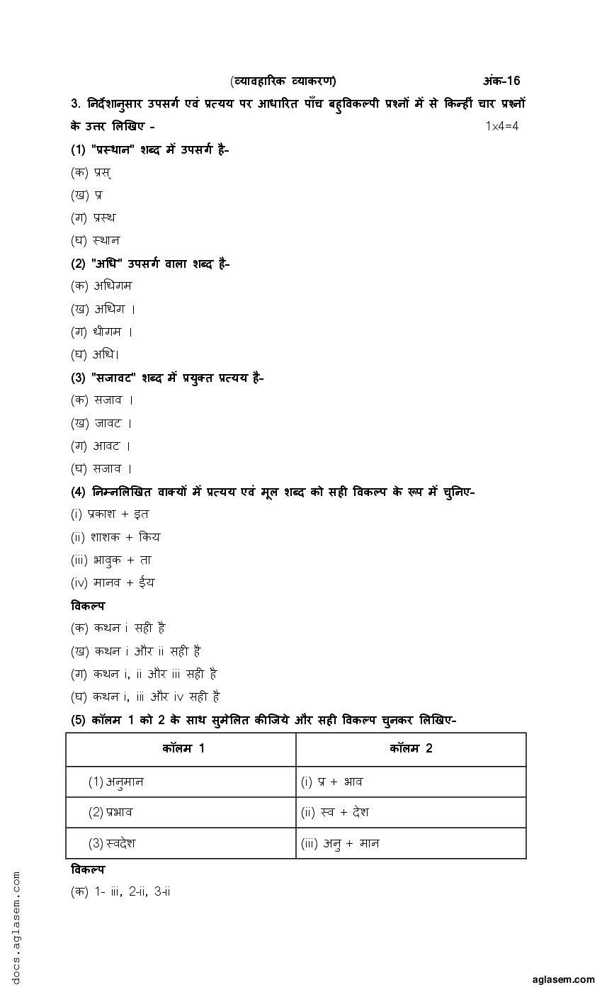 कक्षा 9 हिंदी सैंपल पेपर 2023 (Class 9 Hindi Sample Paper 2023) (PDF ...