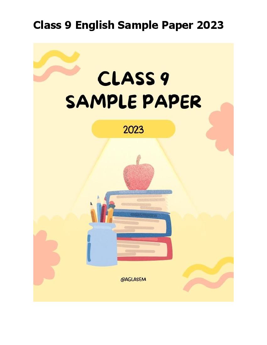 Class 9 Sample Paper 2023 English - Page 1