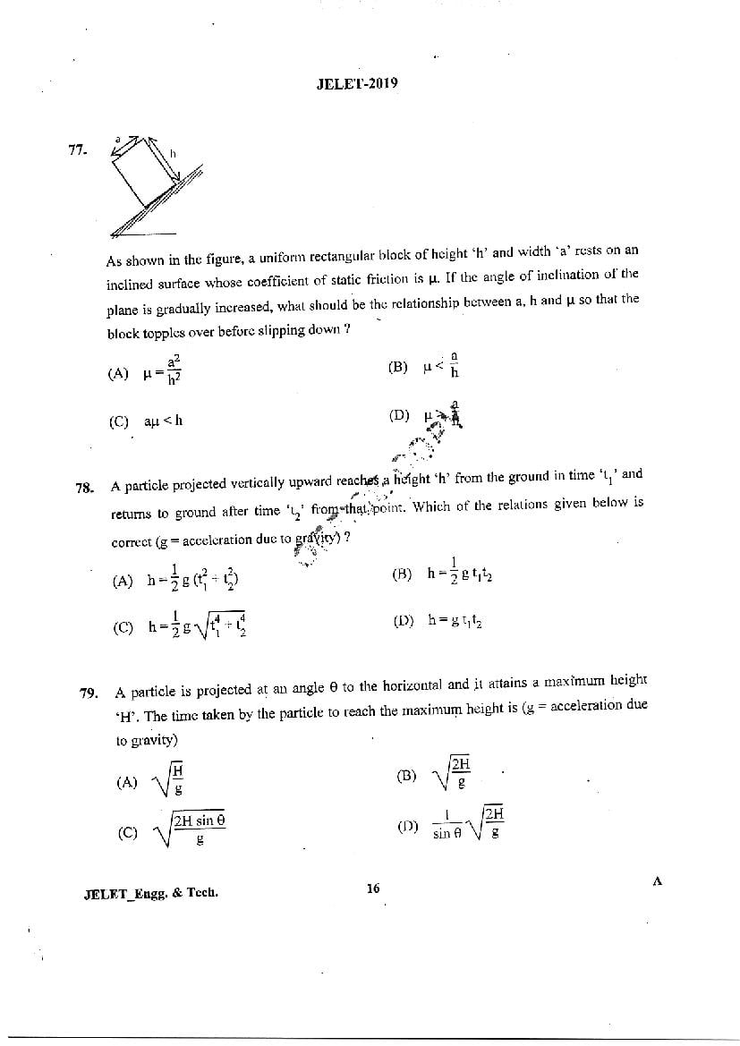 WB JELET 2019 Question Paper PDF (5 Papers incl. Agri, Printing)