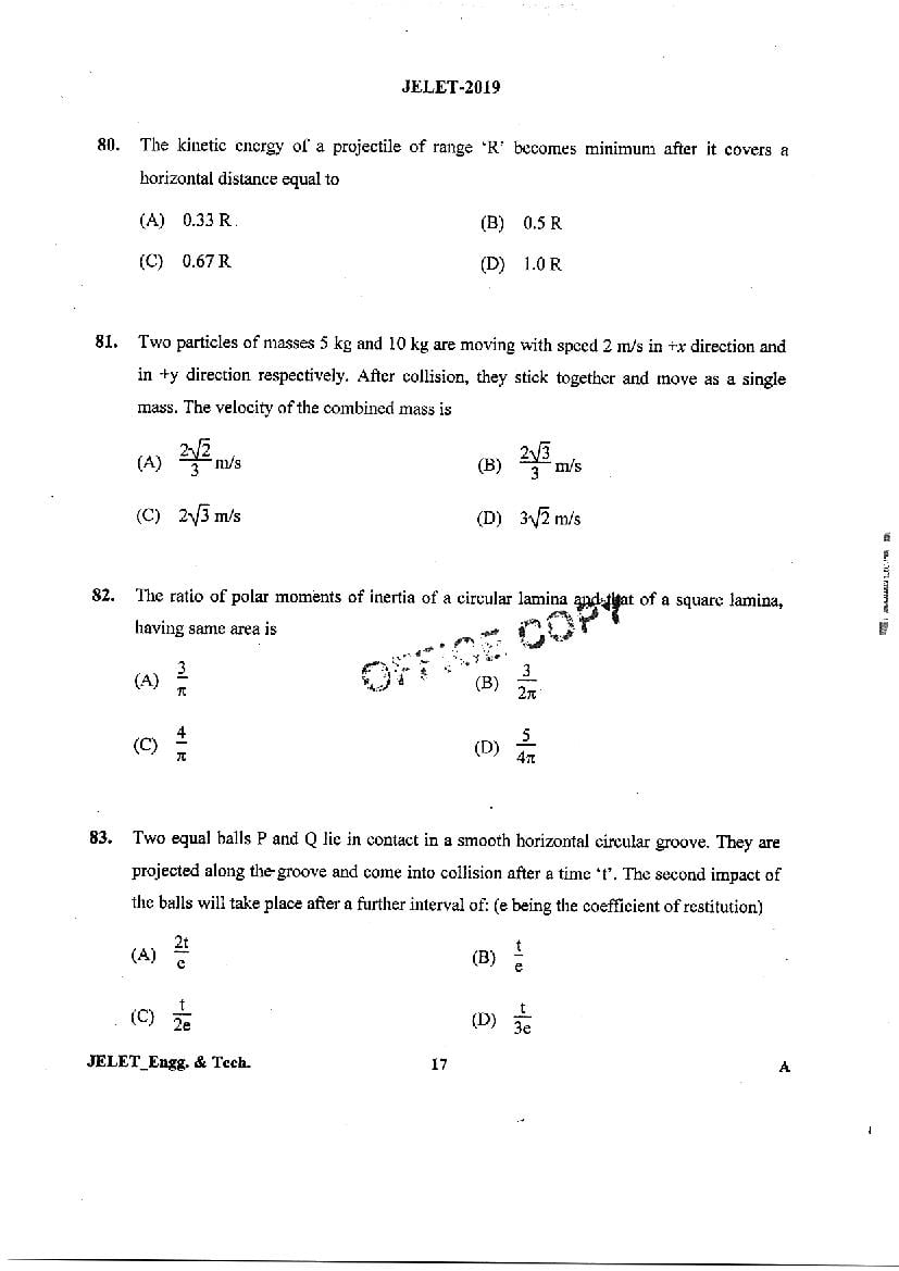 WB JELET 2019 Question Paper PDF (5 Papers incl. Agri, Printing)