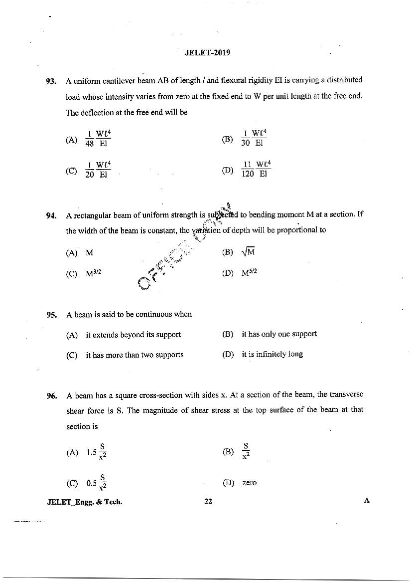 WB JELET 2019 Question Paper PDF (5 Papers incl. Agri, Printing)