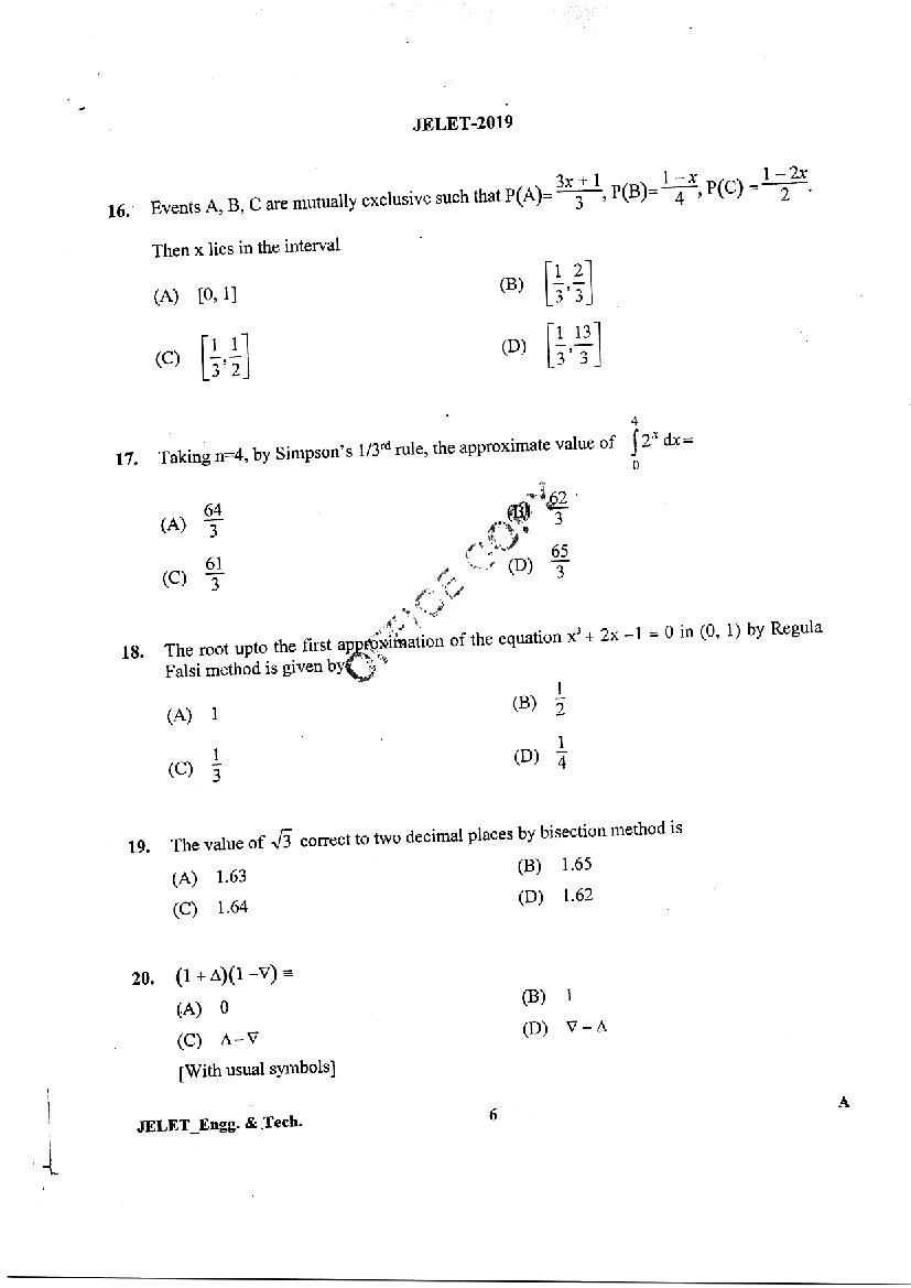 WB JELET 2019 Question Paper PDF (5 Papers incl. Agri, Printing)