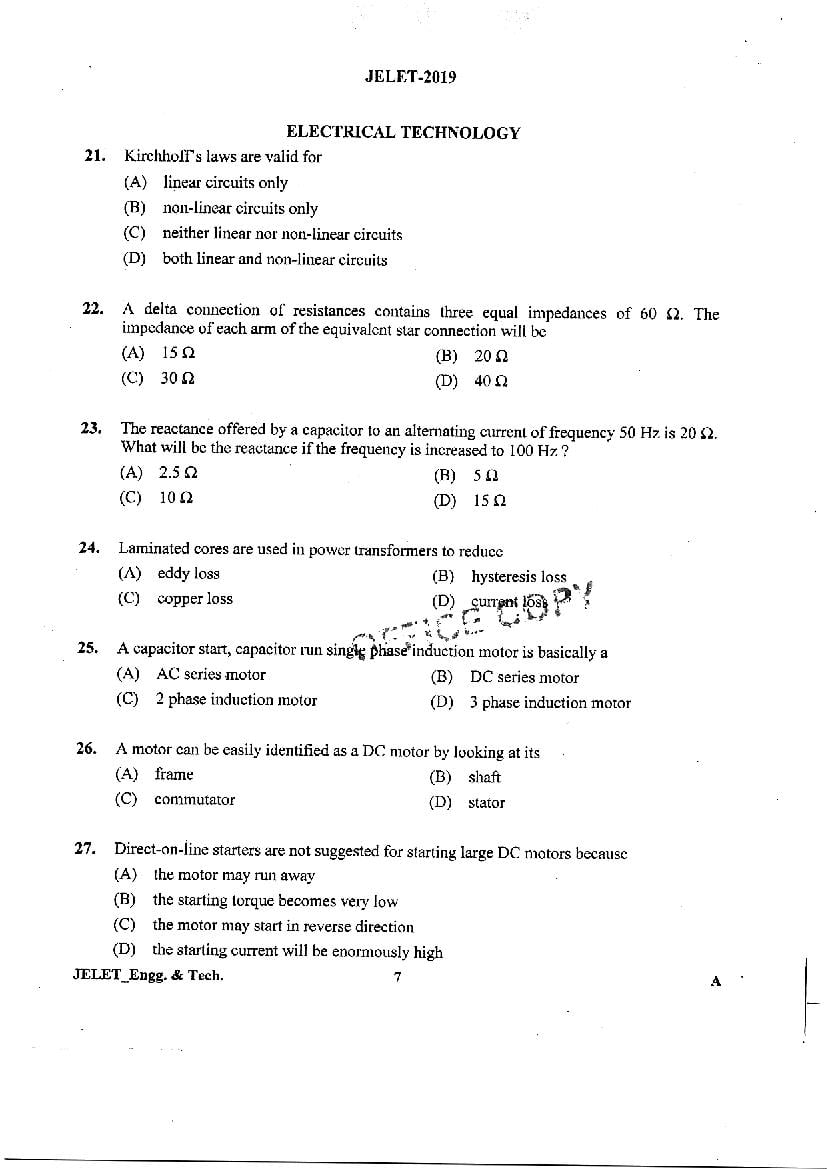 WB JELET 2019 Question Paper PDF (5 Papers incl. Agri, Printing)