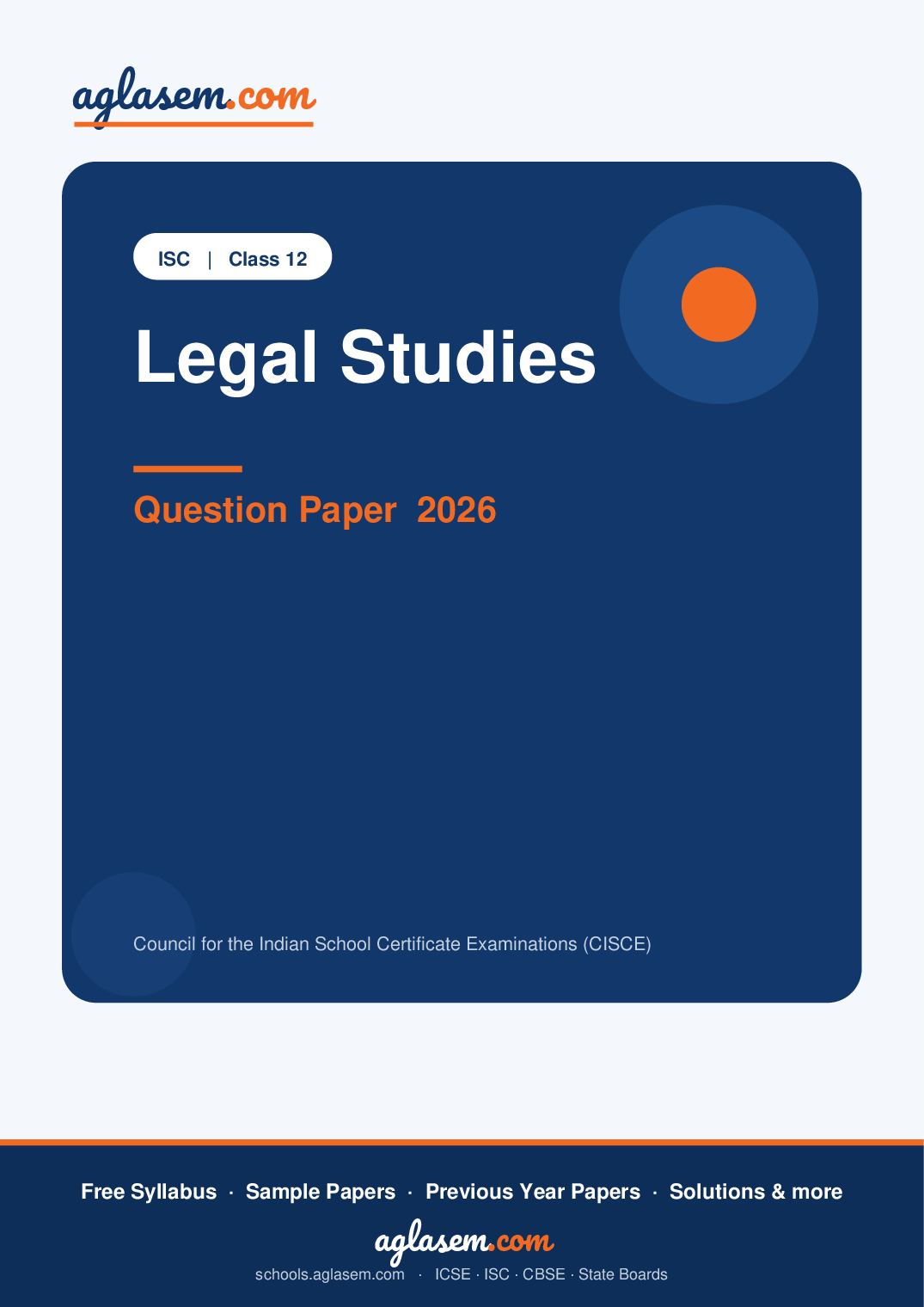 ISC Class 12 Question Paper 2026 Legal Studies - Page 1 of 9