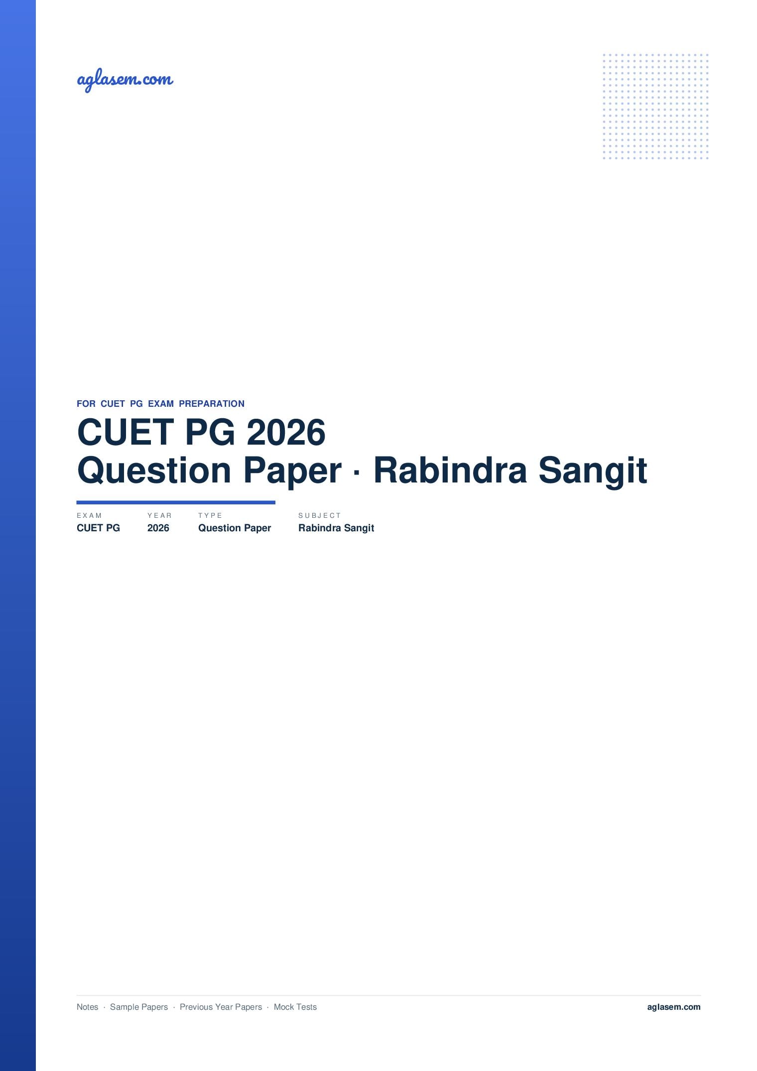 CUET PG 2026 Question Paper Rabindra Sangit - Page 1 of 52