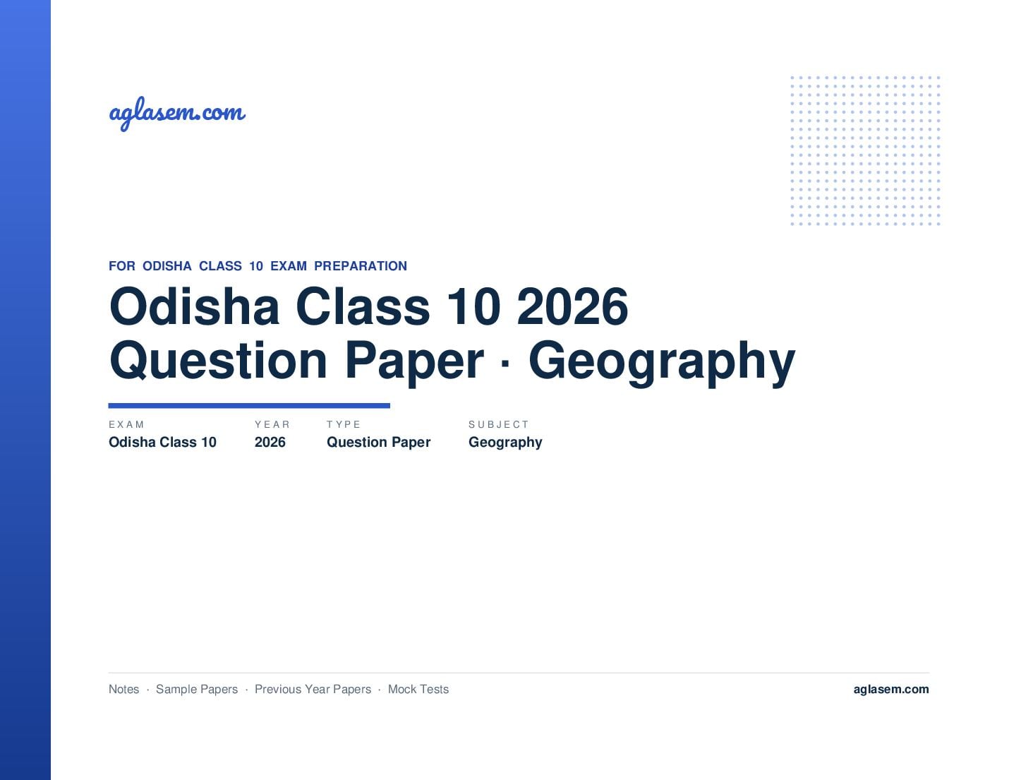 Odisha Class 10 Question Paper 2026 Geography - Page 1 of 8