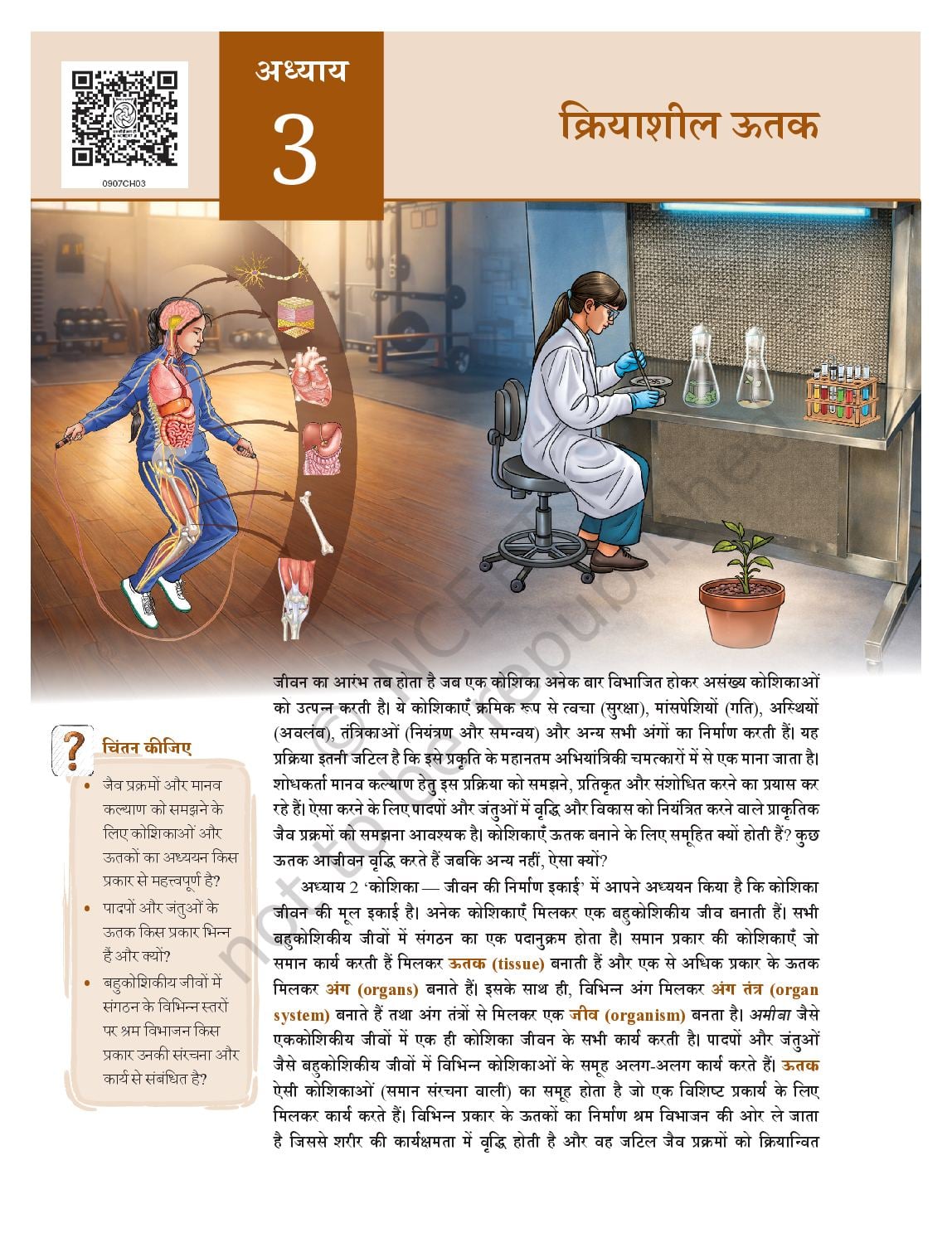 NCERT Book Class 9 Science (Anveshan) Chapter 3 क्रियाशील ऊतक - Page 1 of 20