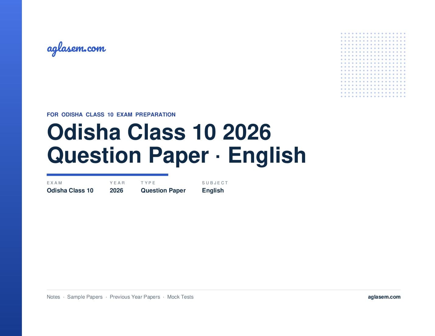 Odisha Class 10 Question Paper 2026 English - Page 1 of 9