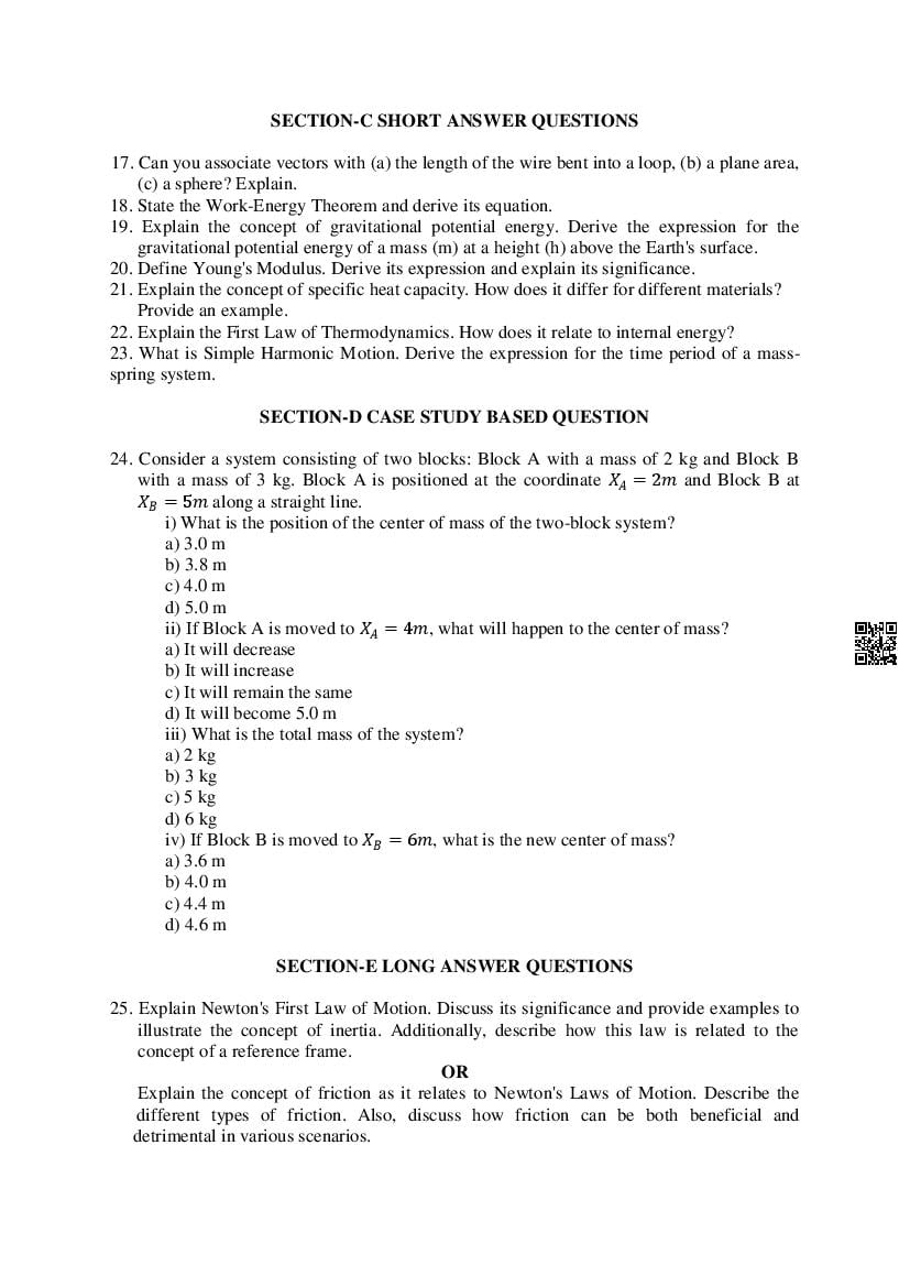 HP Board Class 11 Physics Model Paper 2025 (PDF) - HPBOSE 11th Sample ...