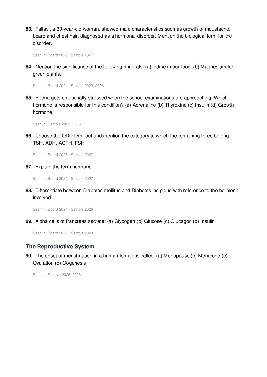 ICSE Class 10 Biology Important Questions 2027 (PDF)