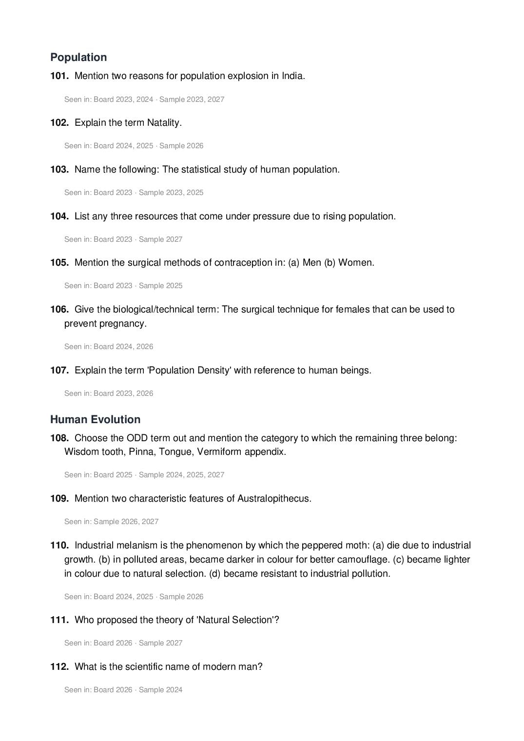 ICSE Class 10 Biology Important Questions 2027 (PDF)