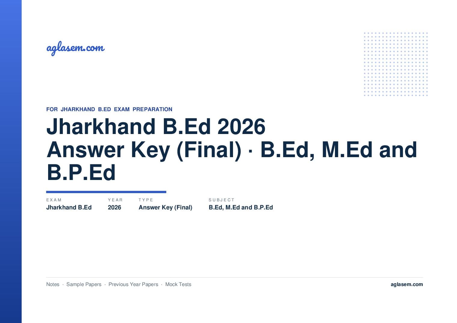 Jharkhand B.Ed 2026 Answer Key (Final) B.Ed, M.Ed and B.P.Ed - Page 1 of 2