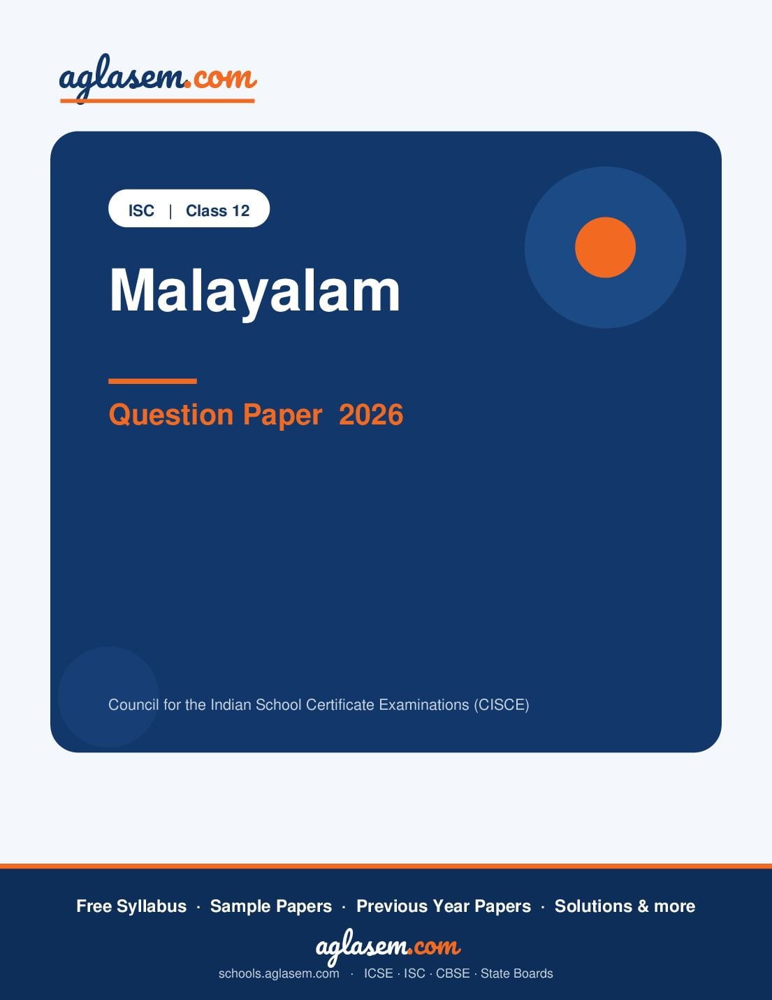 ISC Class 12 Question Paper 2026 Malayalam - Page 1 of 13
