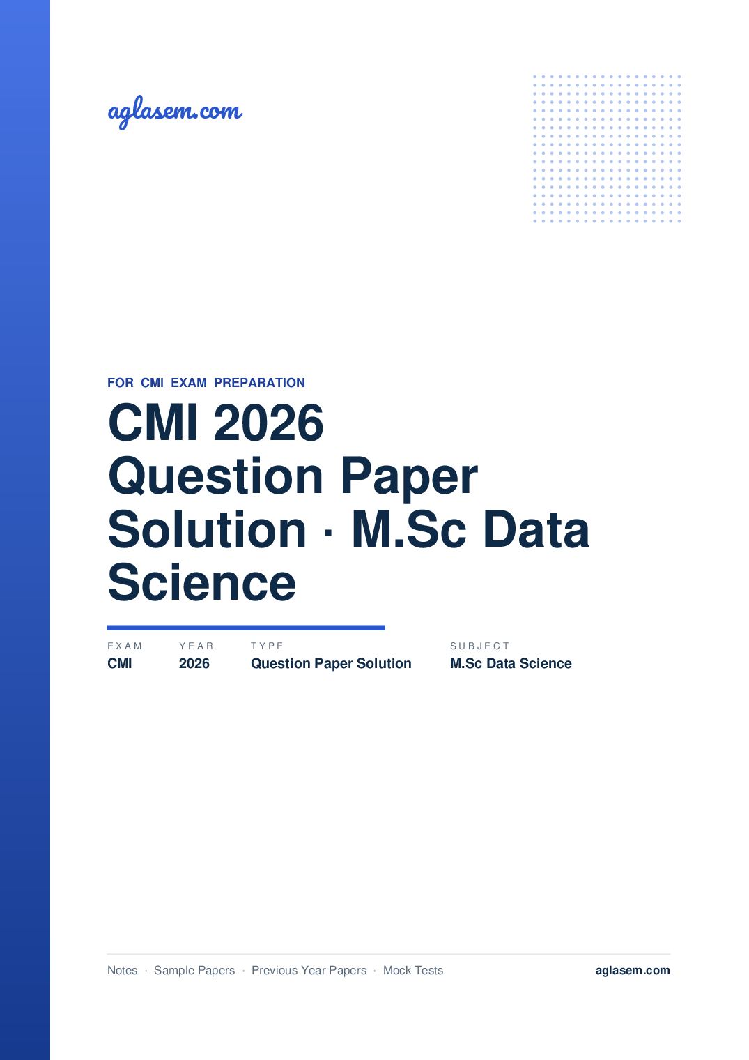 CMI Entrance Exam 2026 Question Paper Solution M.Sc Data Science - Page 1 of 14