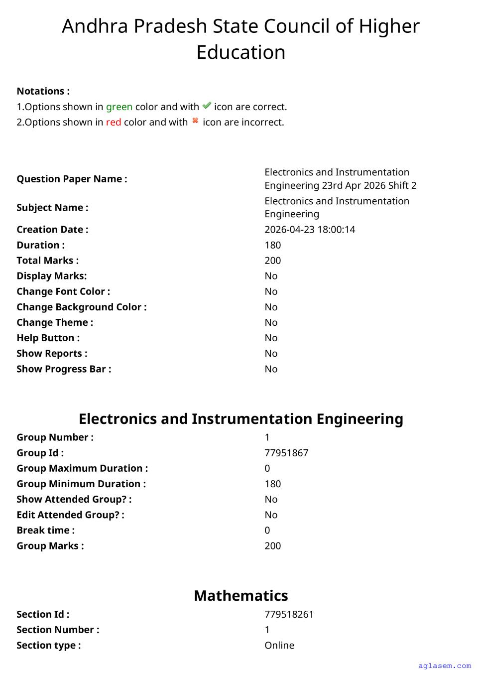 AP ECET 2026 Question Paper Electronics and Instrumentation Engineering - Page 1 of 91