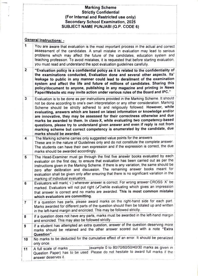 CBSE Class 10 Question Paper 2025 Solution Punjabi - Page 1